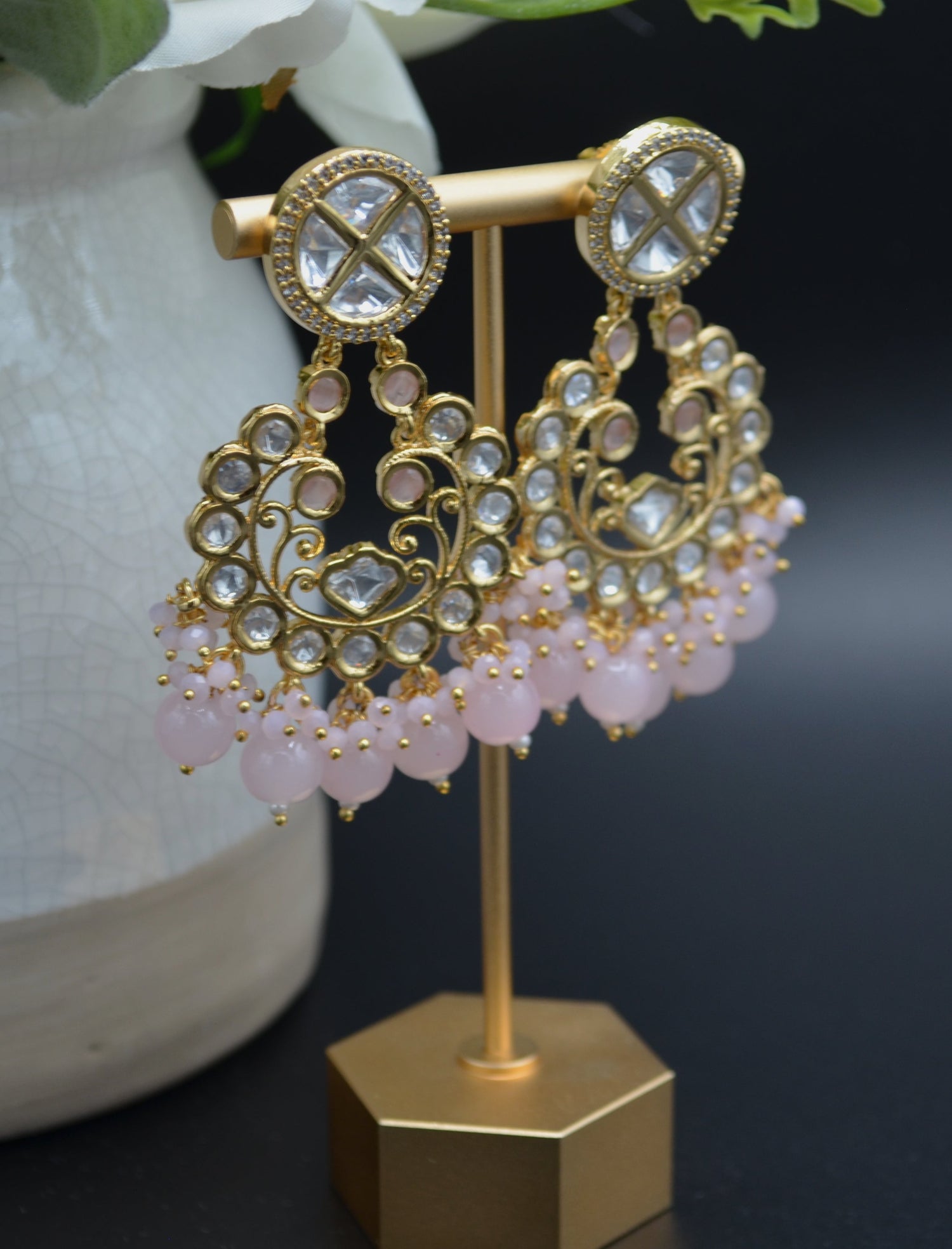 Uncut Kundan Chandbali Earrings