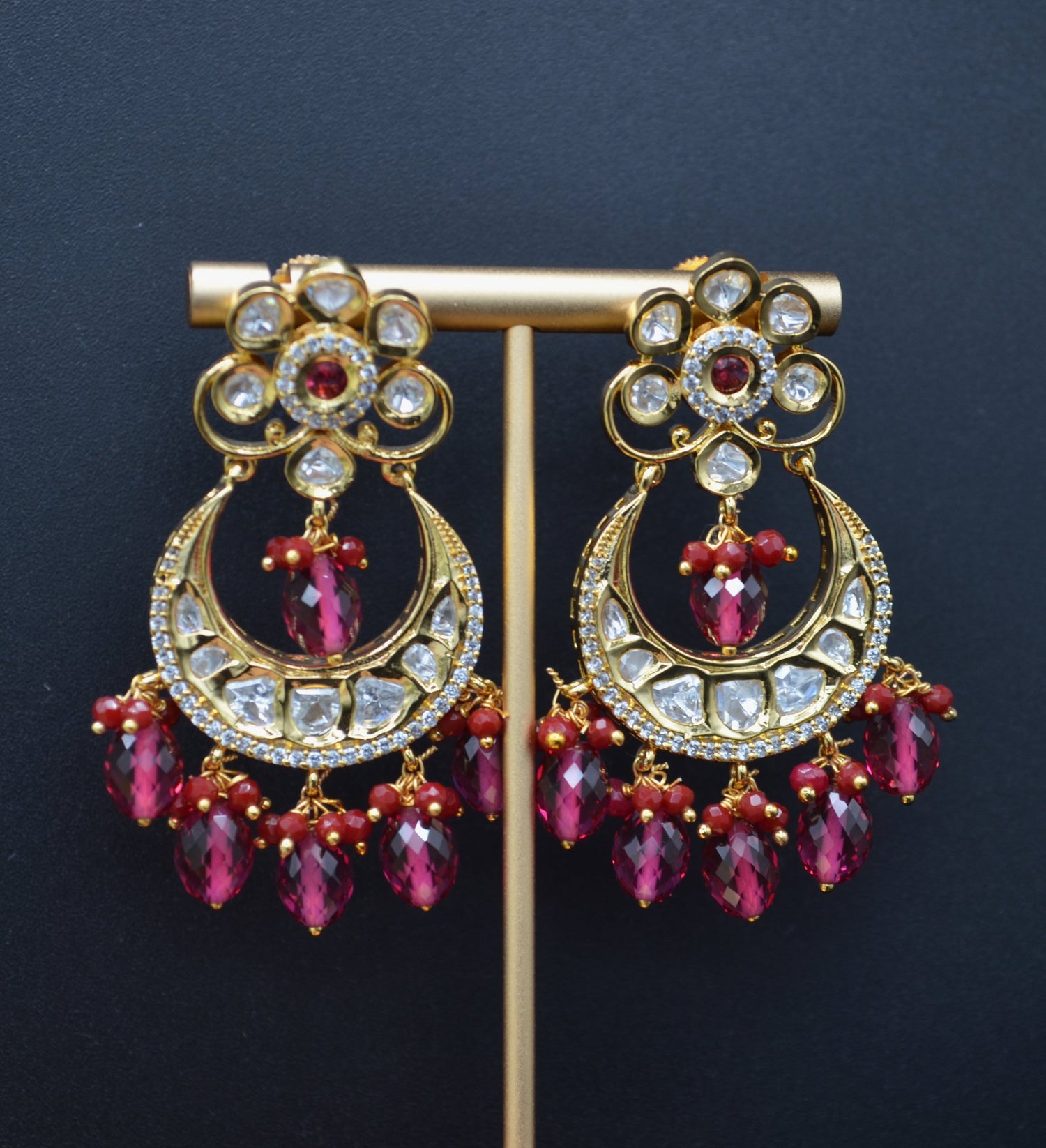 Uncut Kundan Chandbali Earrings