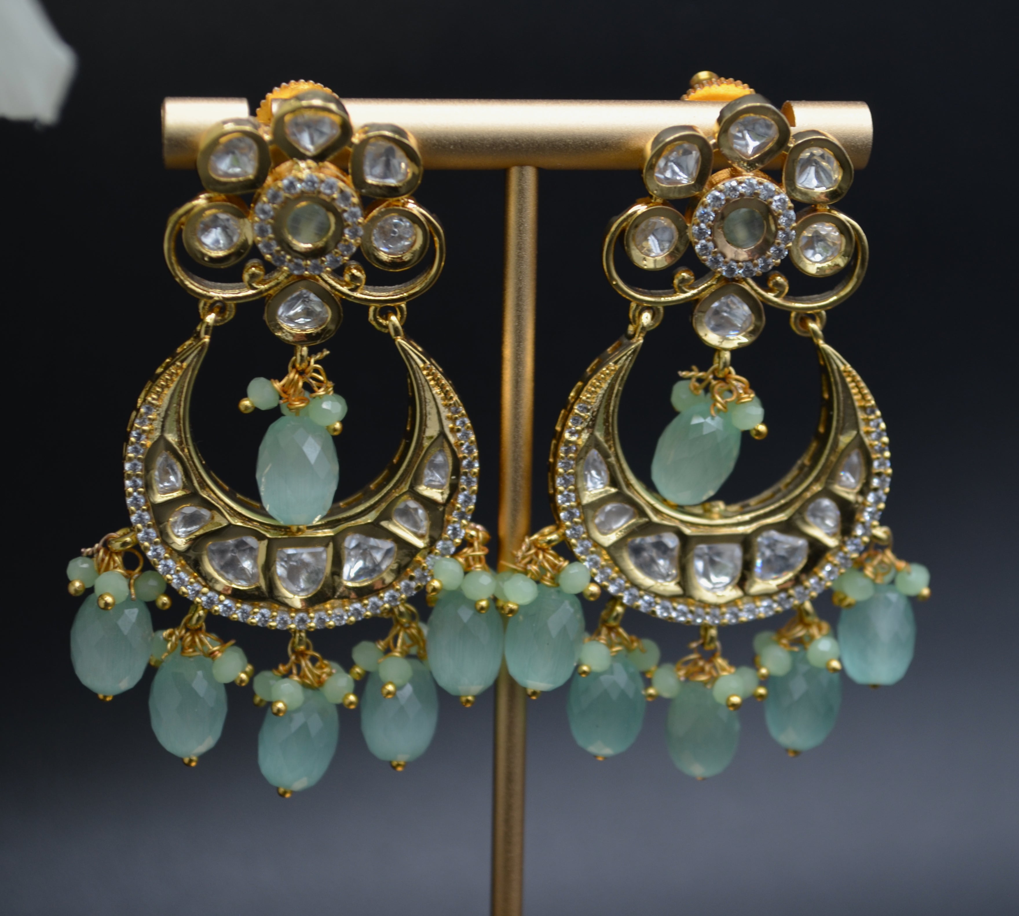 Uncut Kundan Chandbali Earrings