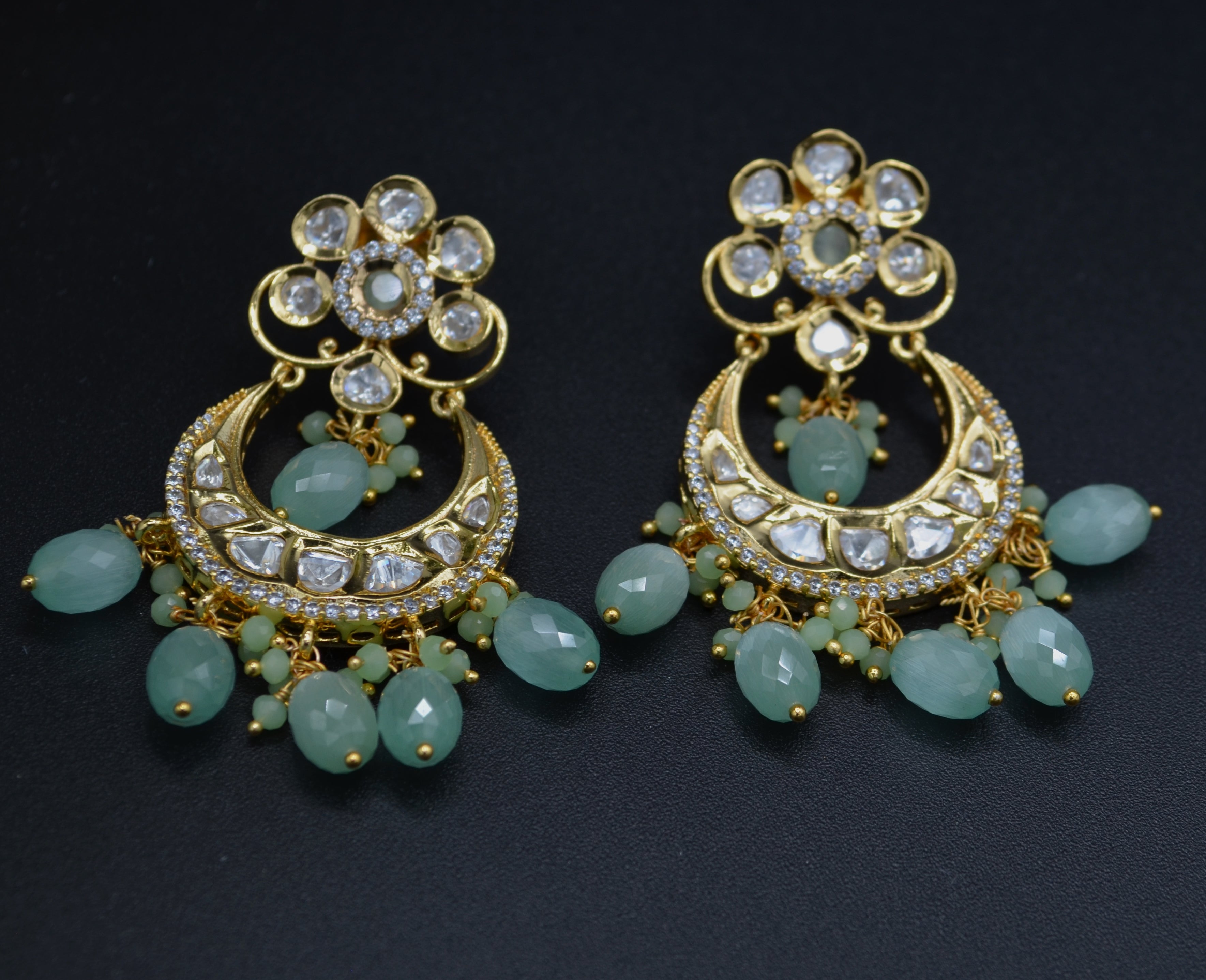 Uncut Kundan Chandbali Earrings