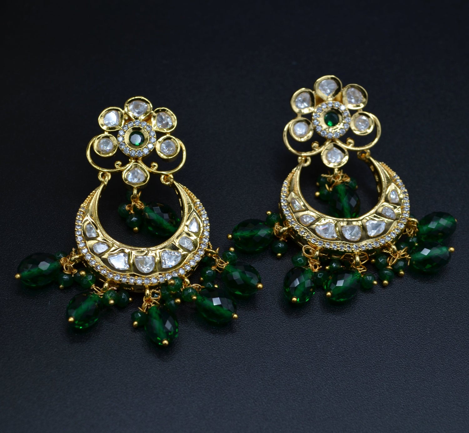 Uncut Kundan Chandbali Earrings