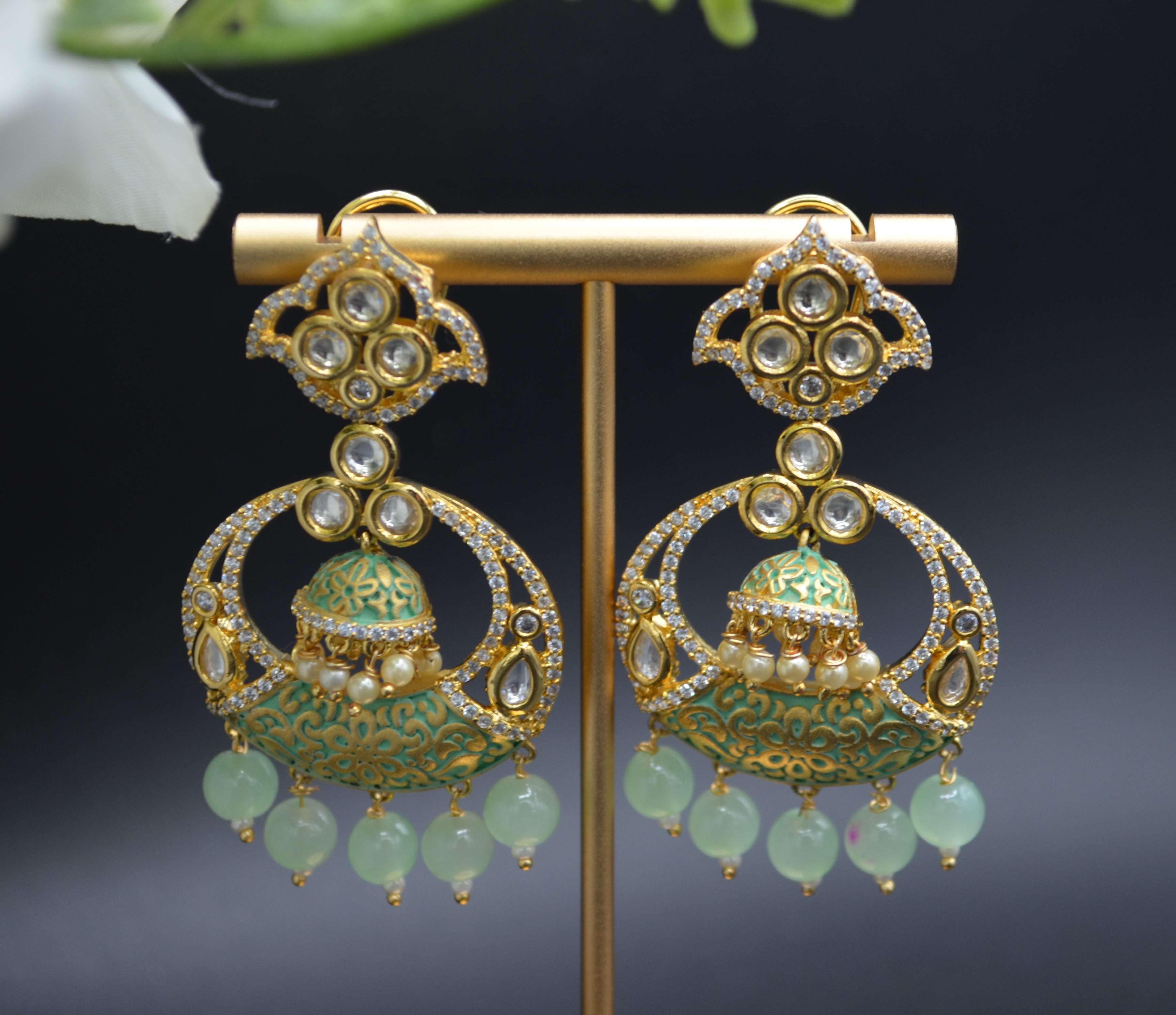 Meenakri Tyaani Ad Chandbali Earrings. Earrings