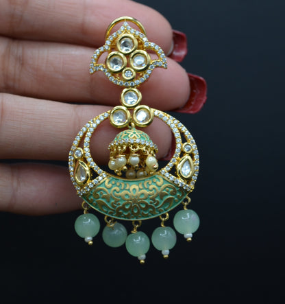 Meenakri Tyaani Ad Chandbali Earrings. Earrings