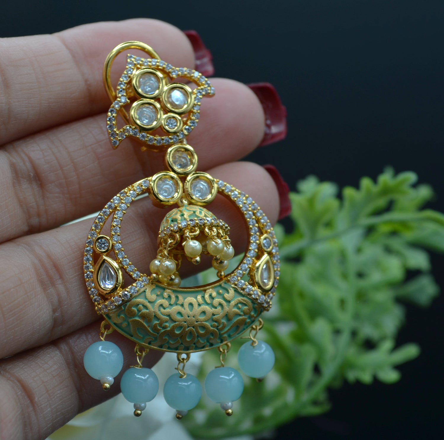 Meenakri Tyaani Ad Chandbali Earrings. Earrings