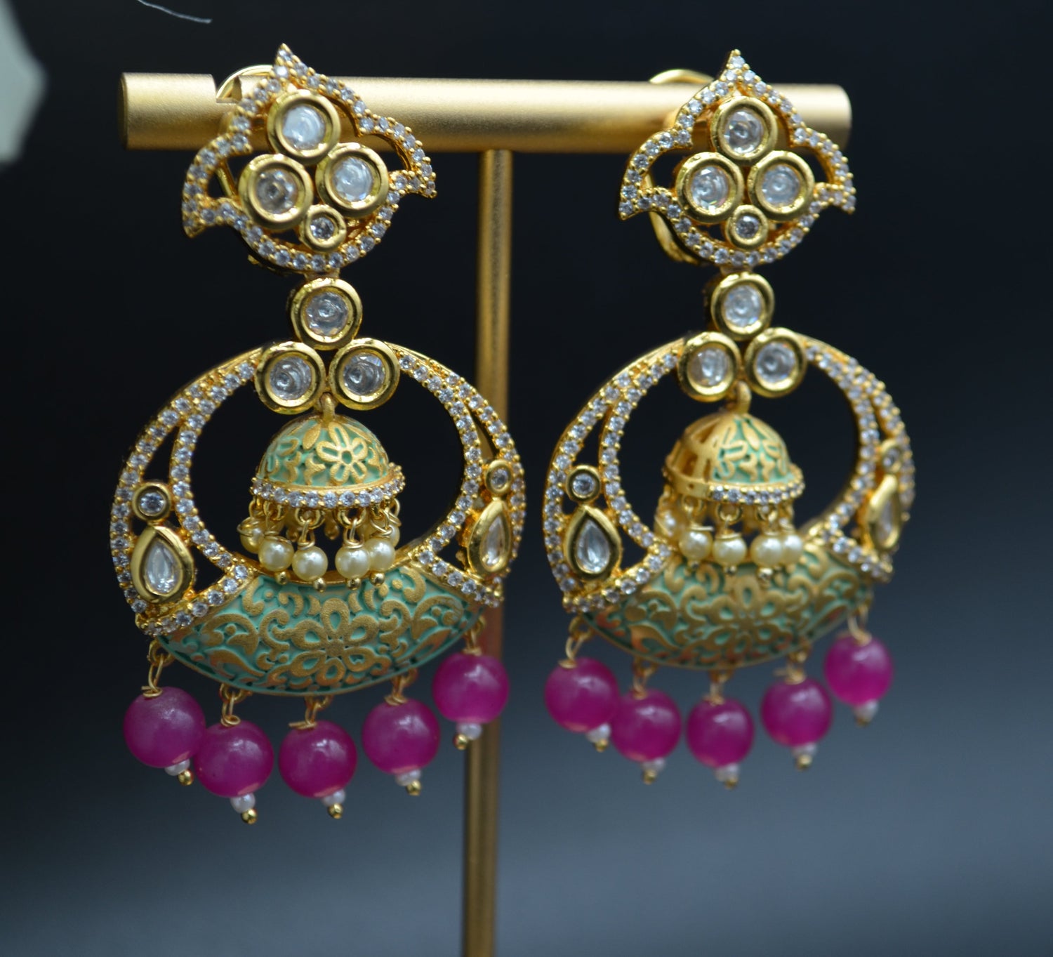 Meenakri Tyaani Ad Chandbali Earrings. Earrings