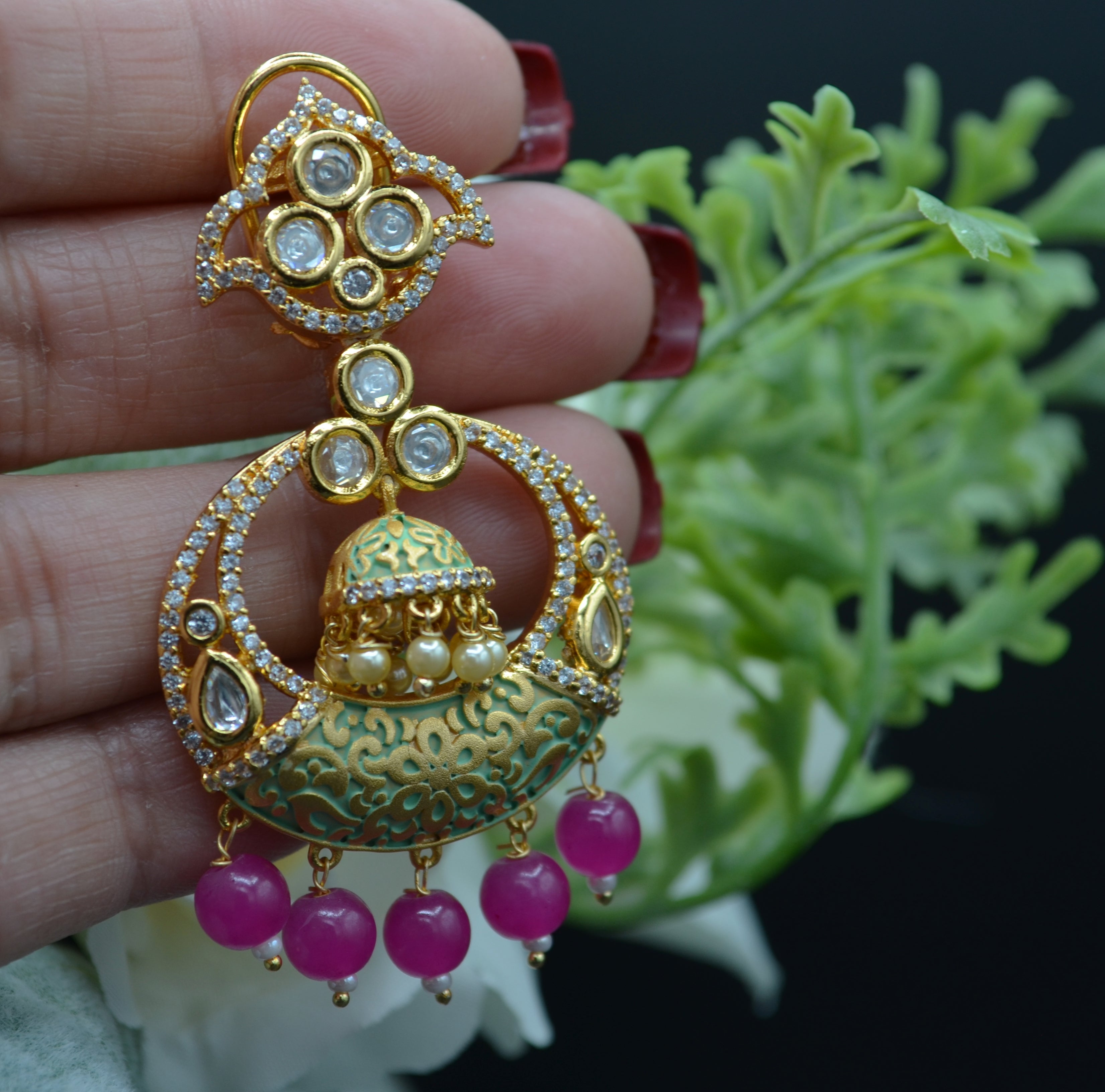 Meenakri Tyaani Ad Chandbali Earrings. Earrings