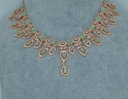 Ruhi Cz Studded Leaf Shape Necklace Set Necklaces