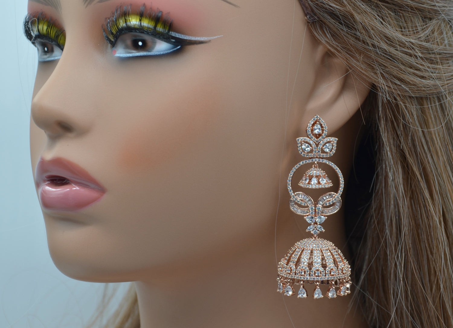 Statement Laurenza Jhumkis - Rose Gold Earrings