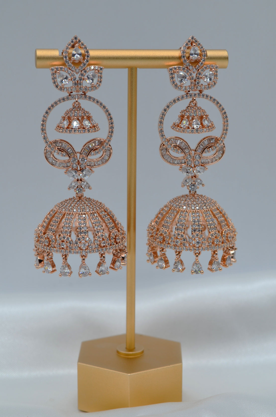 Statement Laurenza Jhumkis - Rose Gold Earrings