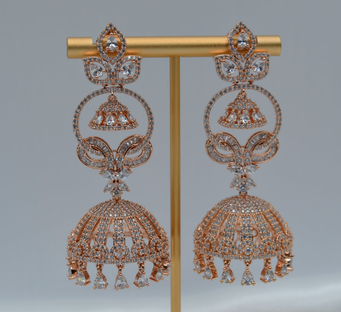 Statement Laurenza Jhumkis - Rose Gold Earrings