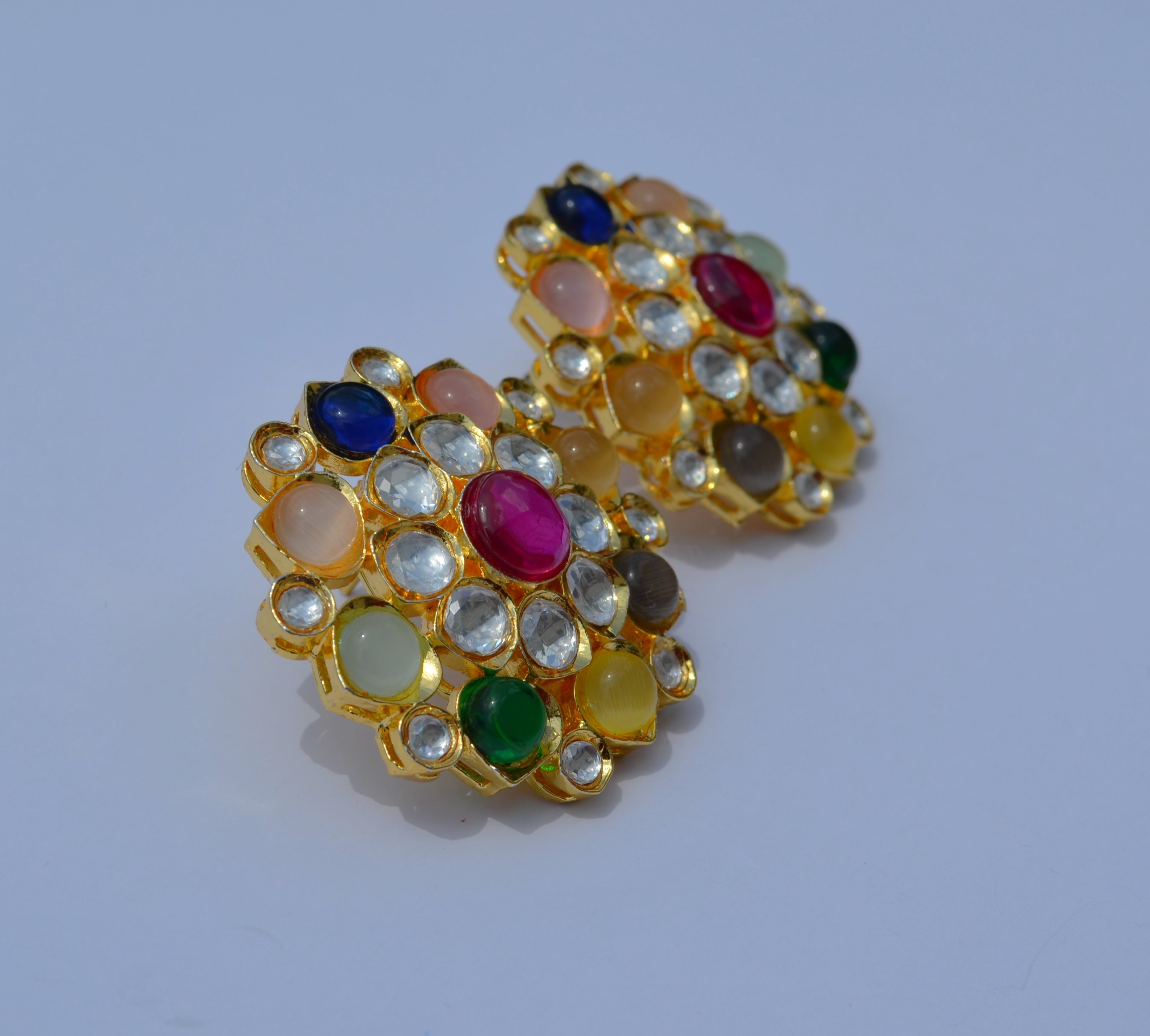 Flower Uncut Kundan Studs Earrings