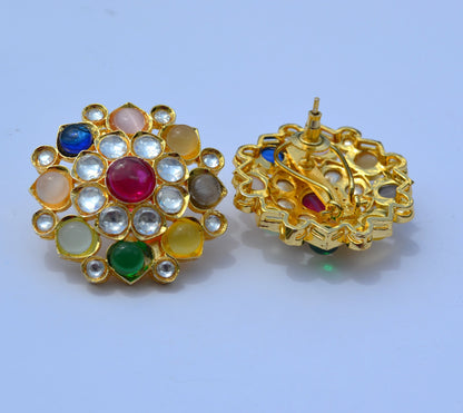 Flower Uncut Kundan Studs Earrings