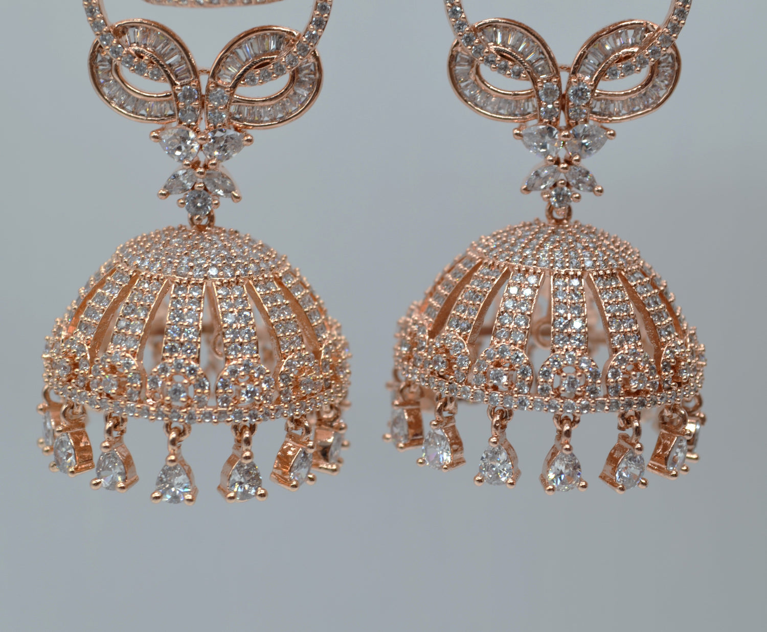 Statement Laurenza Jhumkis - Rose Gold Earrings