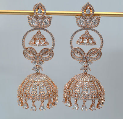 Statement Laurenza Jhumkis - Rose Gold Earrings