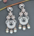 Flower Dangler Cz Earrings With Pearl Drops