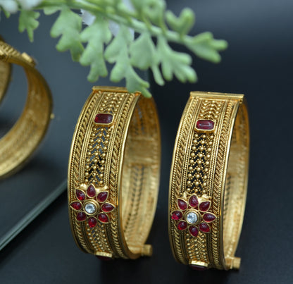 Openable Kundan Kadas - Pair Bracelets