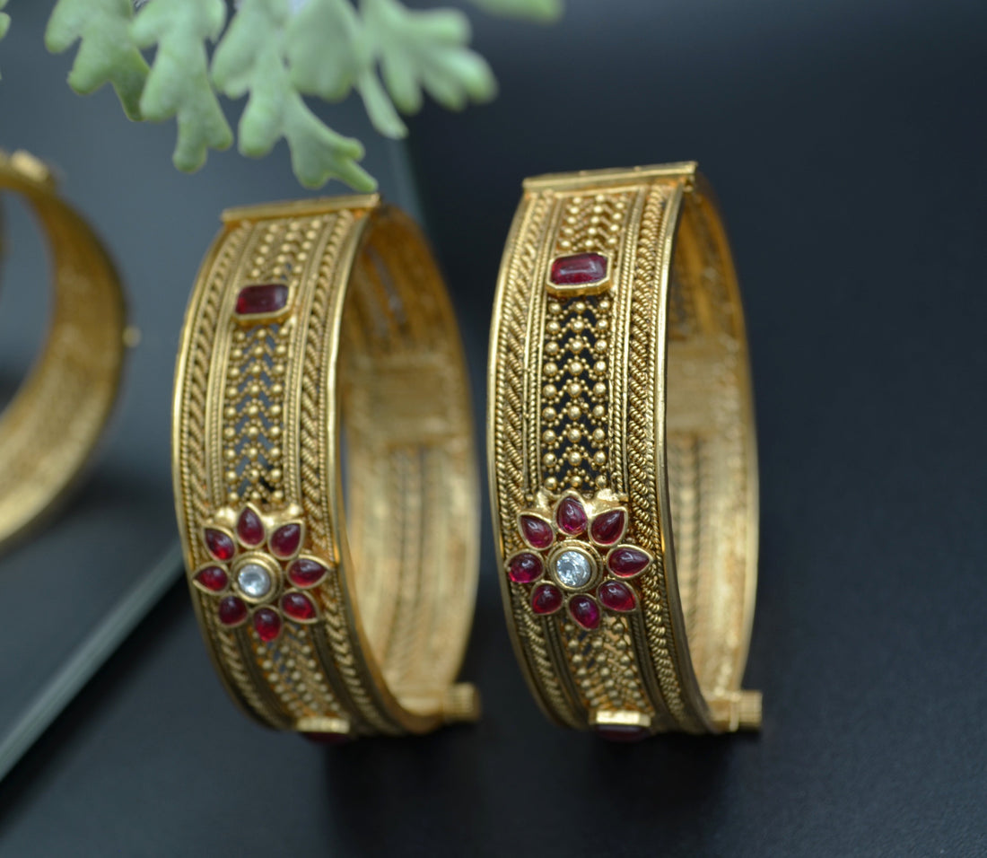 Openable Kundan Kadas - Pair Bracelets