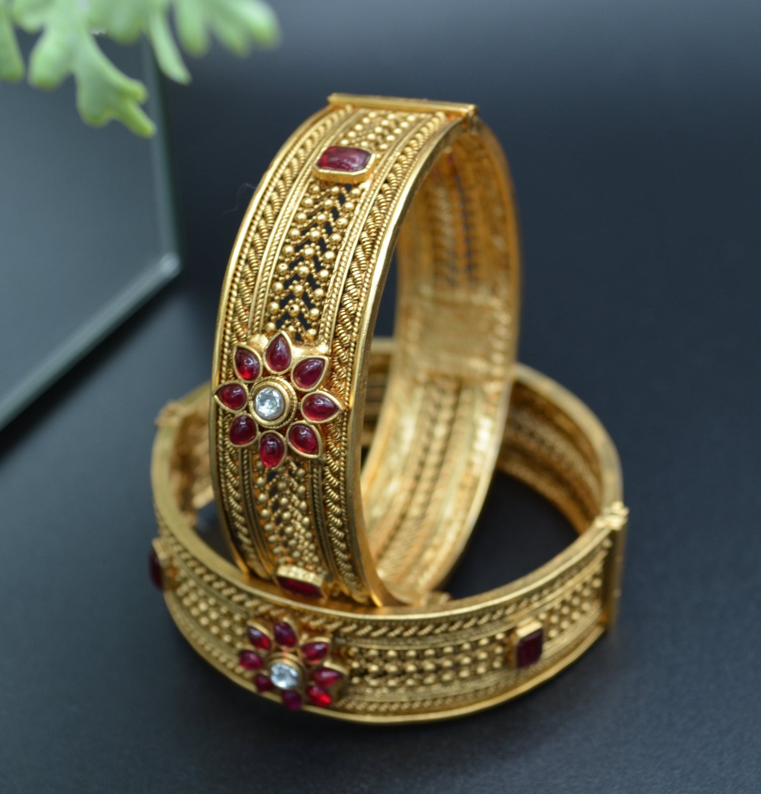 Openable Kundan Kadas - Pair Bracelets