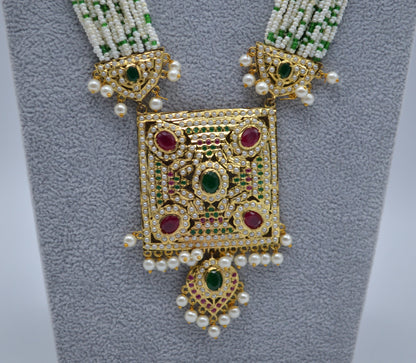 Hunar Jadau Square Shaped Long Necklace Set Necklaces