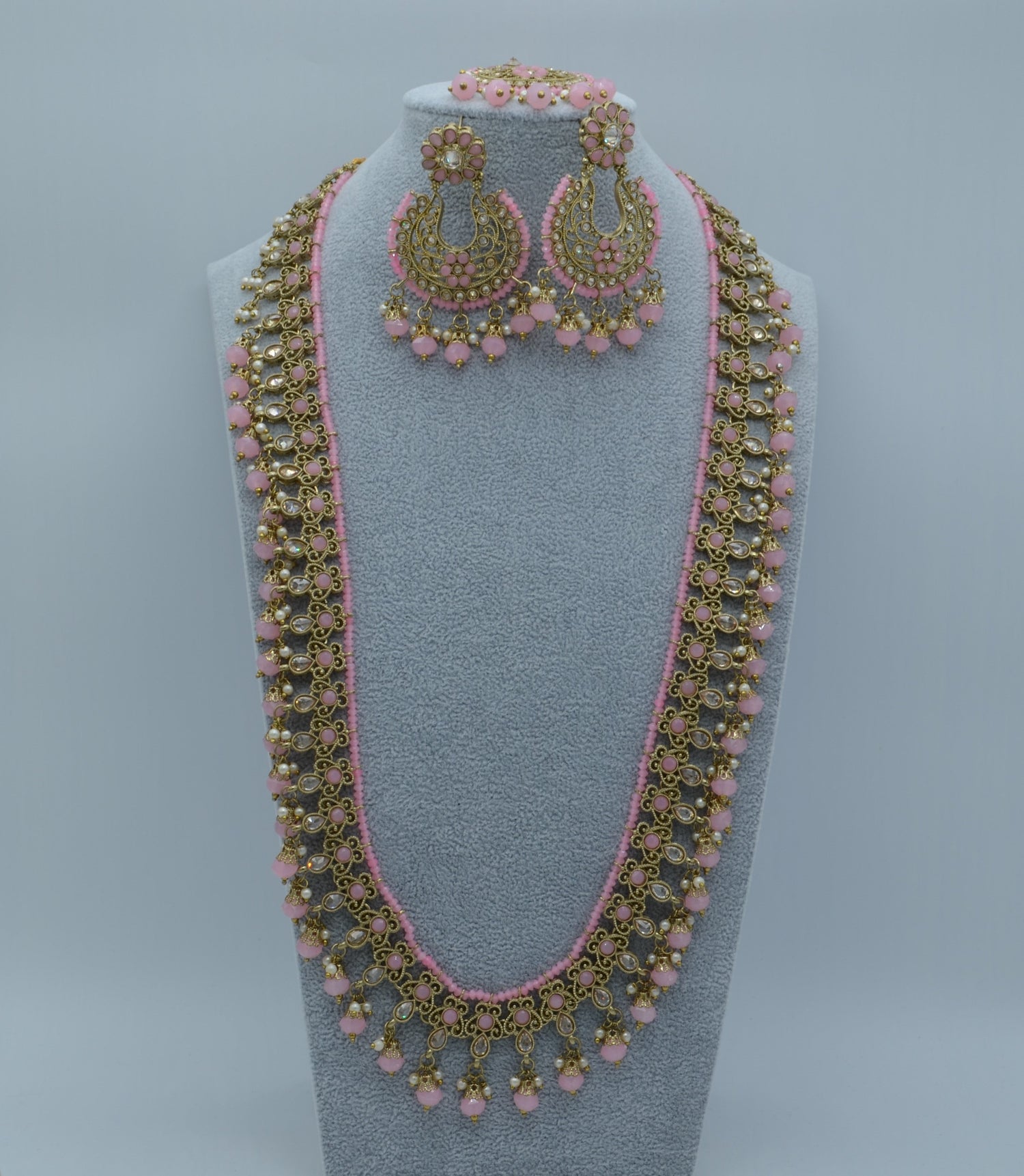 Pakiza Polki Long Necklace Set With Tikka Necklaces