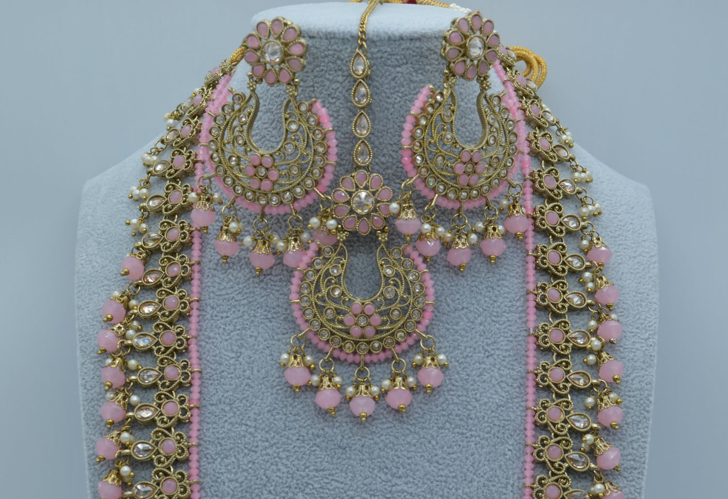 Pakiza Polki Long Necklace Set With Tikka Necklaces