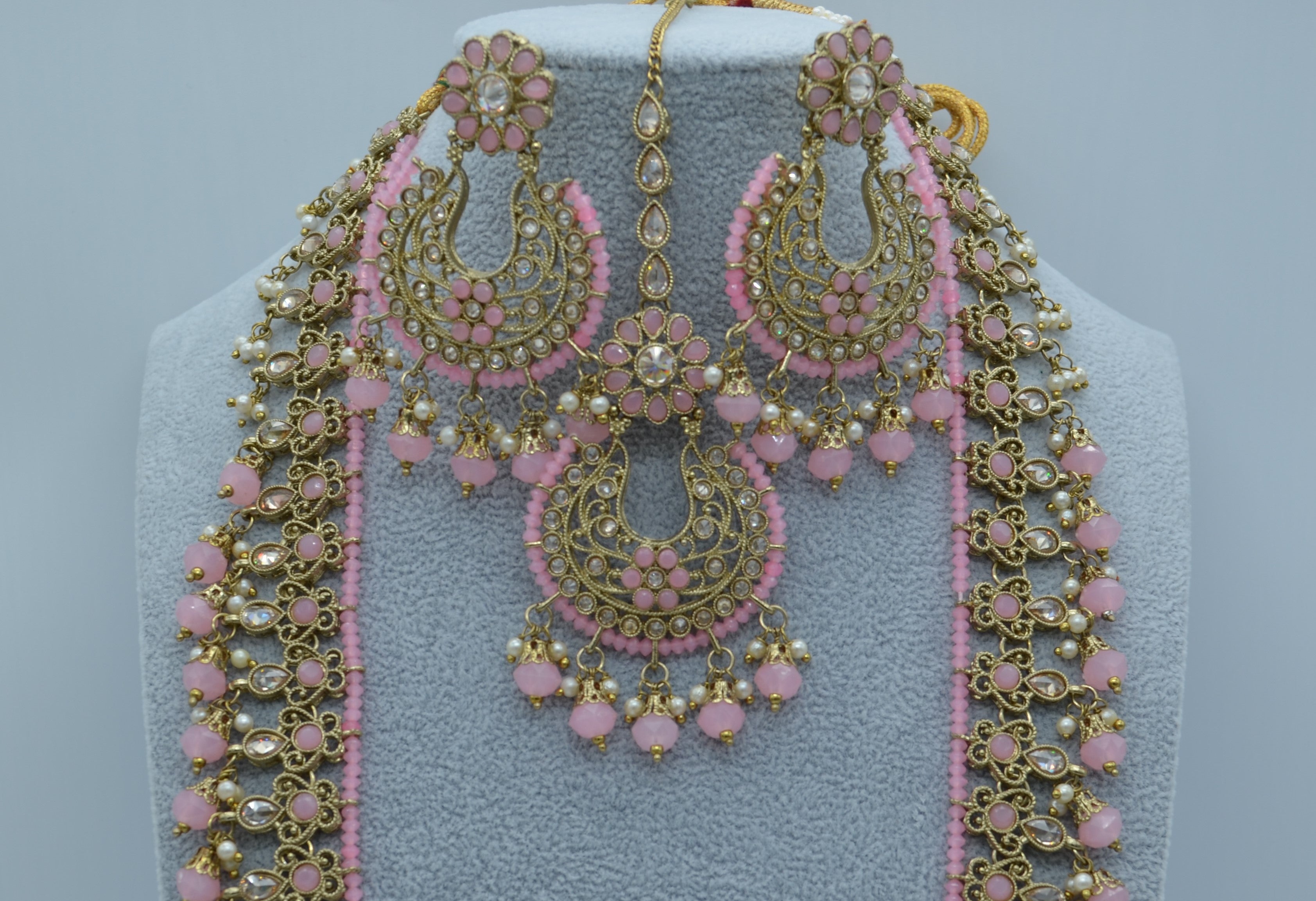 Pakiza Polki Long Necklace Set With Tikka Necklaces