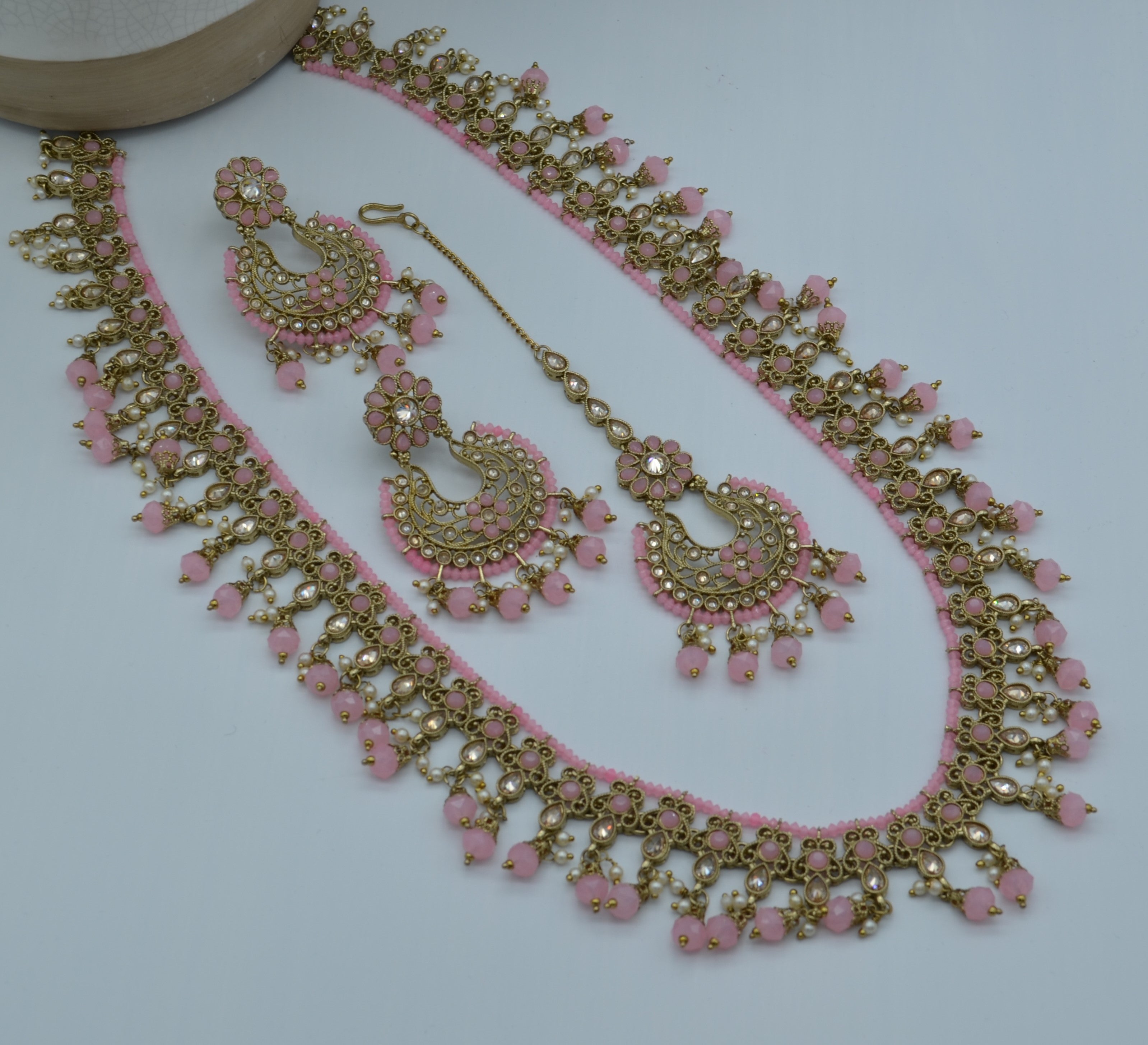 Pakiza Polki Long Necklace Set With Tikka Necklaces