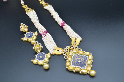 Foiled Kundan Meenakari Nacklace Set Necklaces