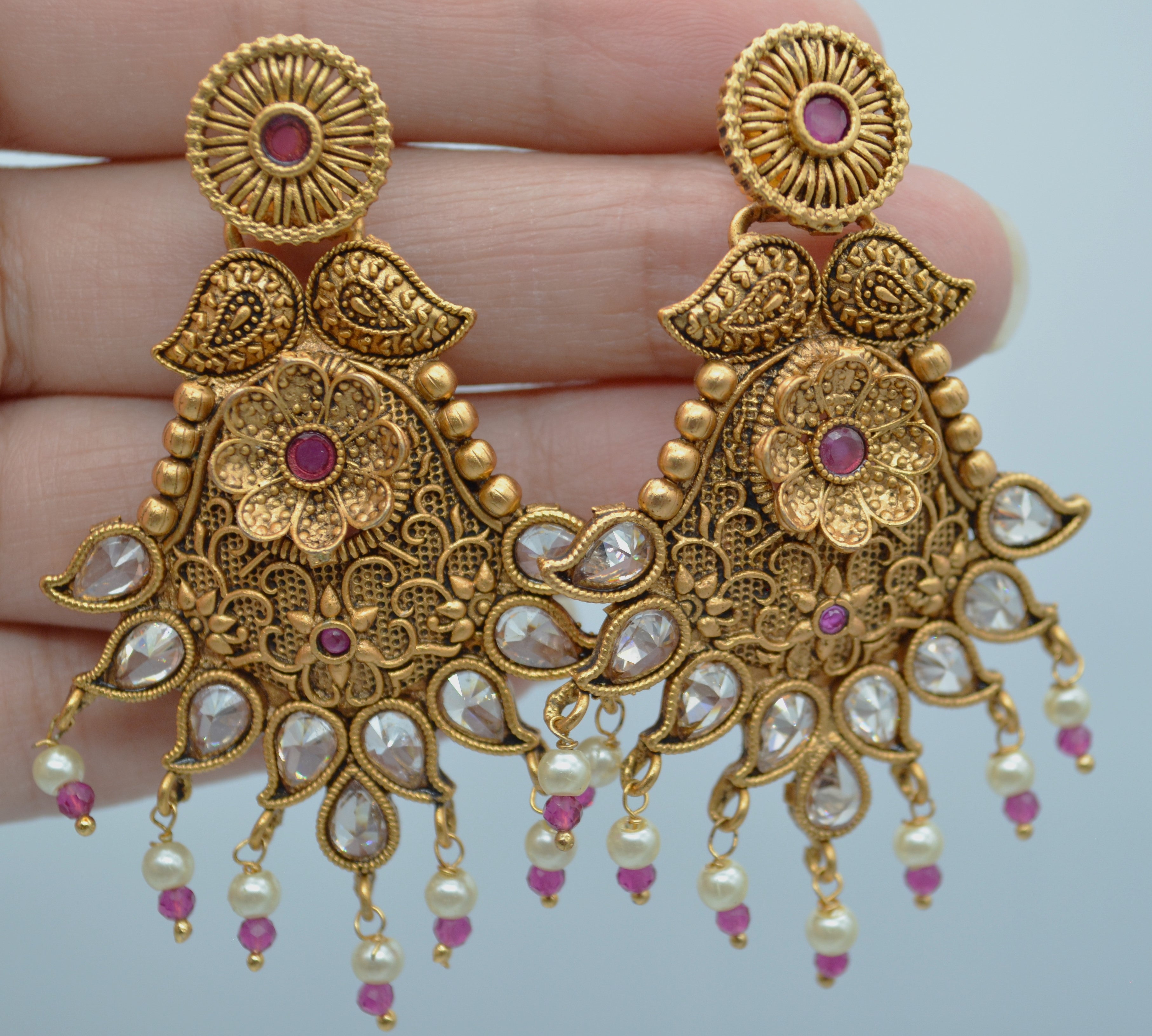 Traditional Kemp Stone Earrings - Temple Inspired