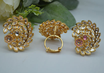 Tyaani Inspired Kundan Adjustable Ring Rings