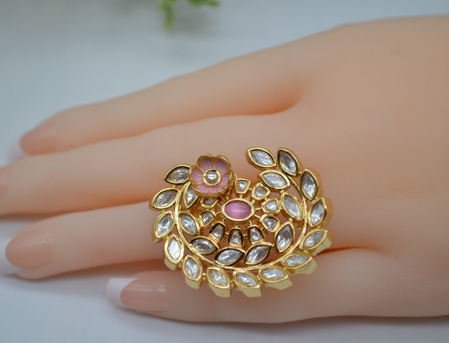 Tyaani Inspired Kundan Adjustable Ring Rings