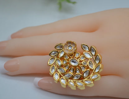 Tyaani Inspired Kundan Adjustable Ring Rings