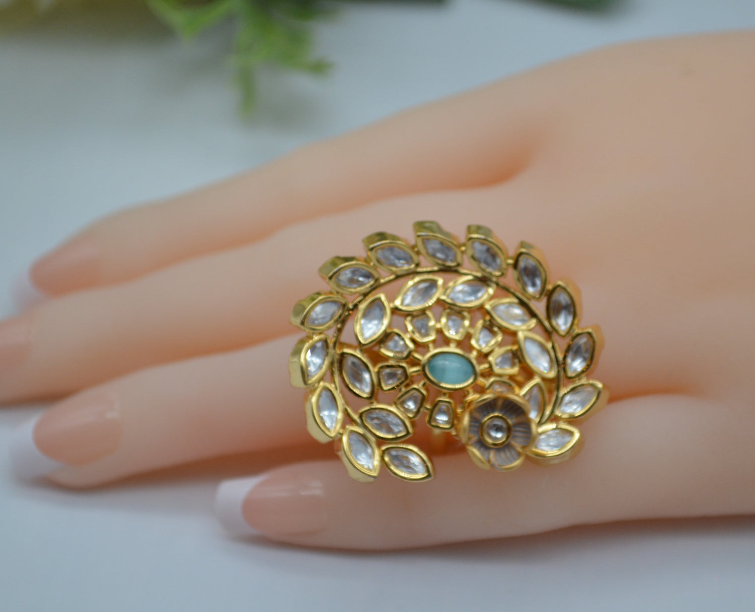 Tyaani Inspired Kundan Adjustable Ring Rings