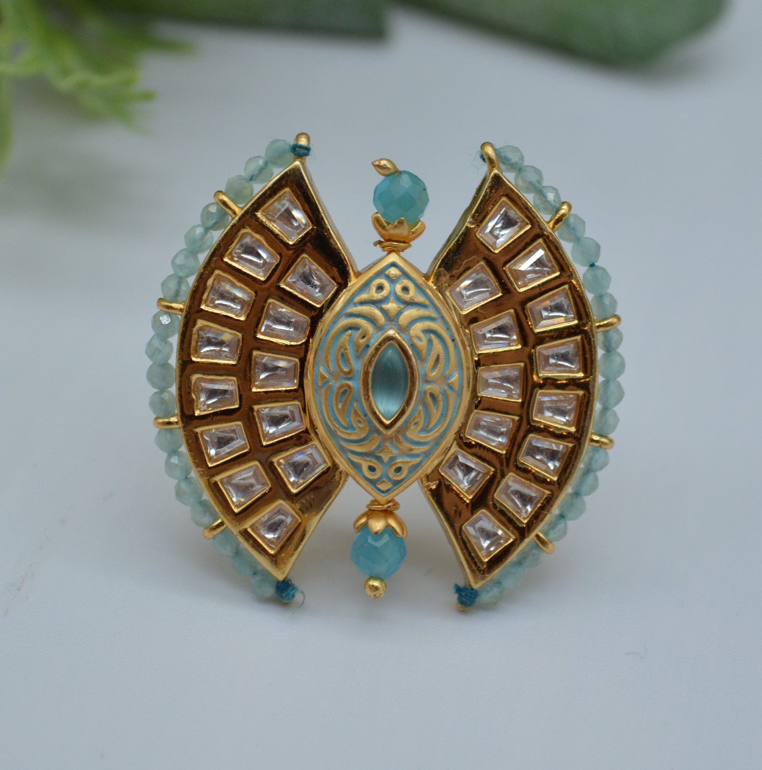 Tyaani Kundan Adjustable Ring Rings