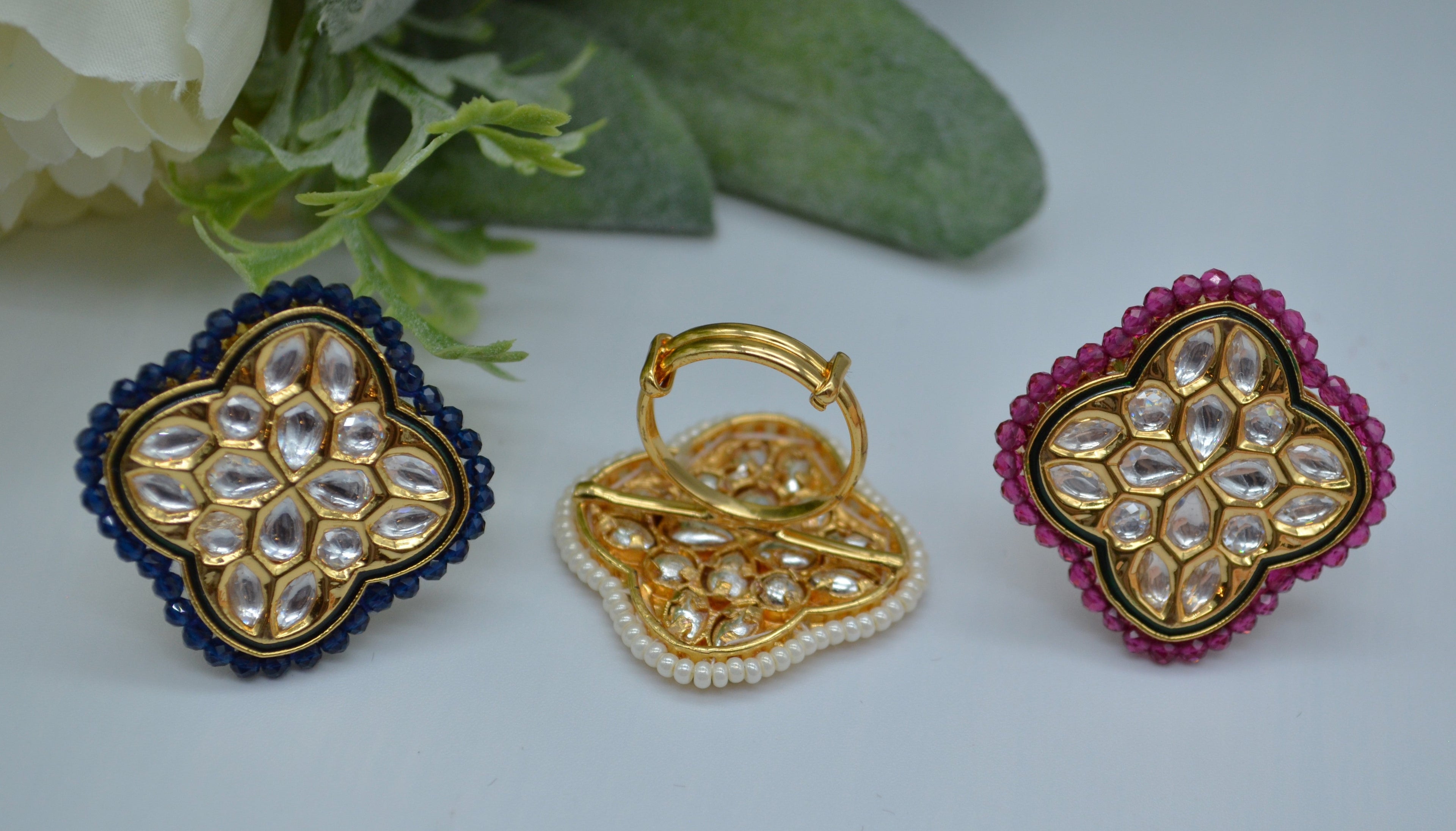 Tyaani Kundan Adjustable Ring Rings