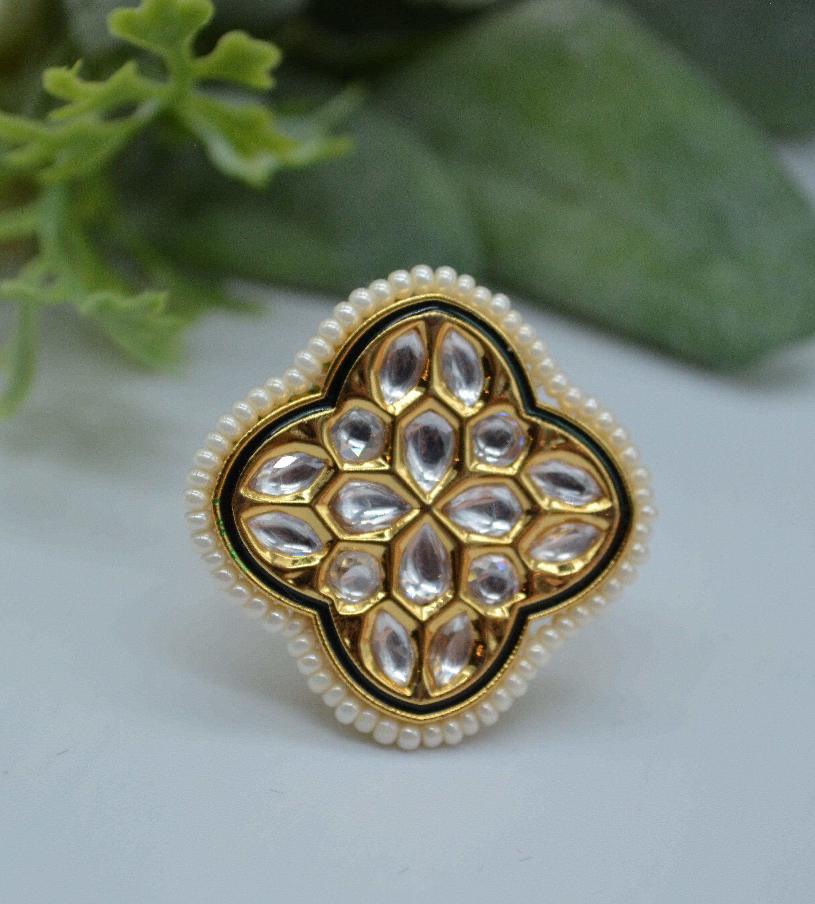 Tyaani Kundan Adjustable Ring Rings