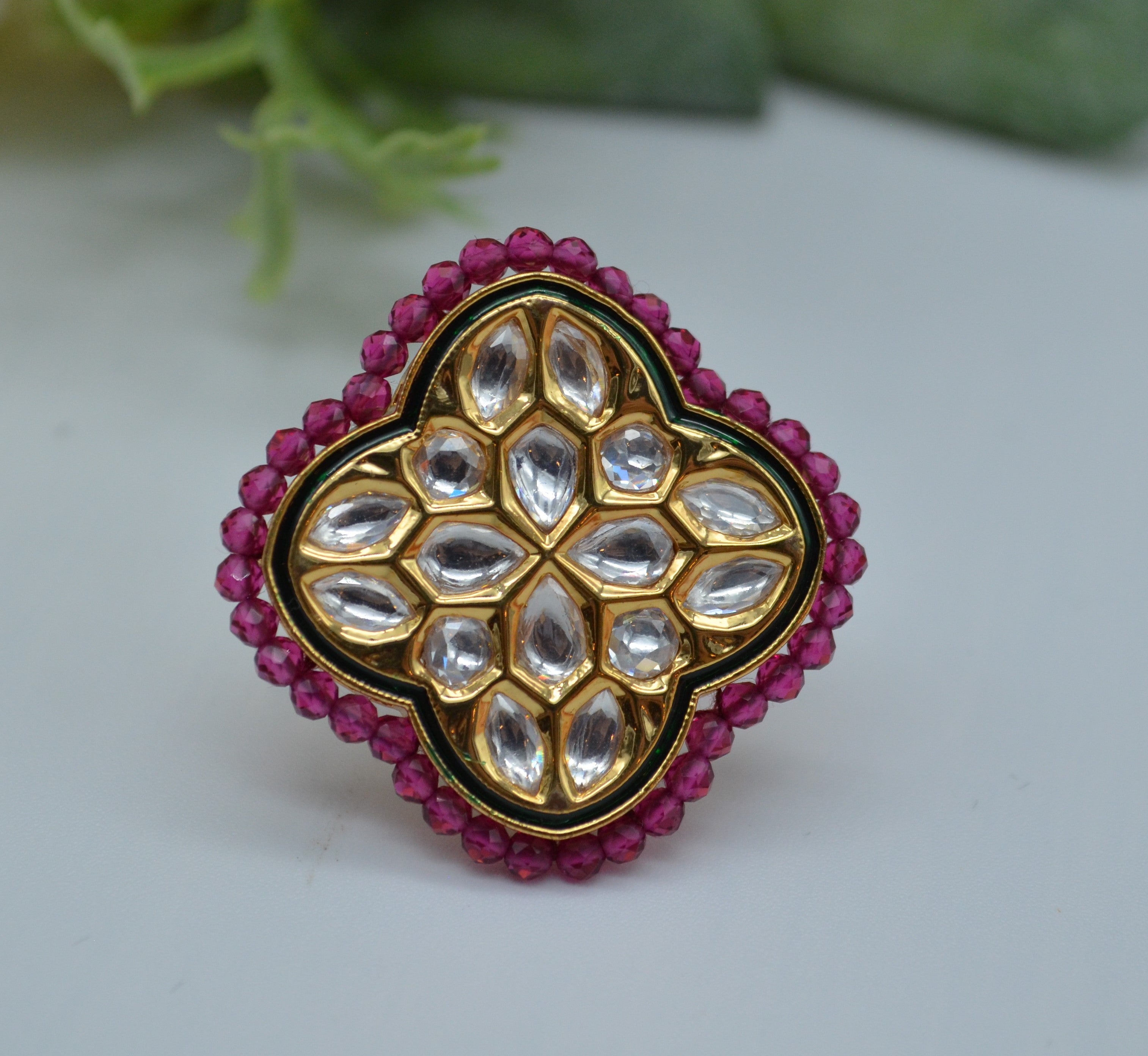 Tyaani Kundan Adjustable Ring Rings