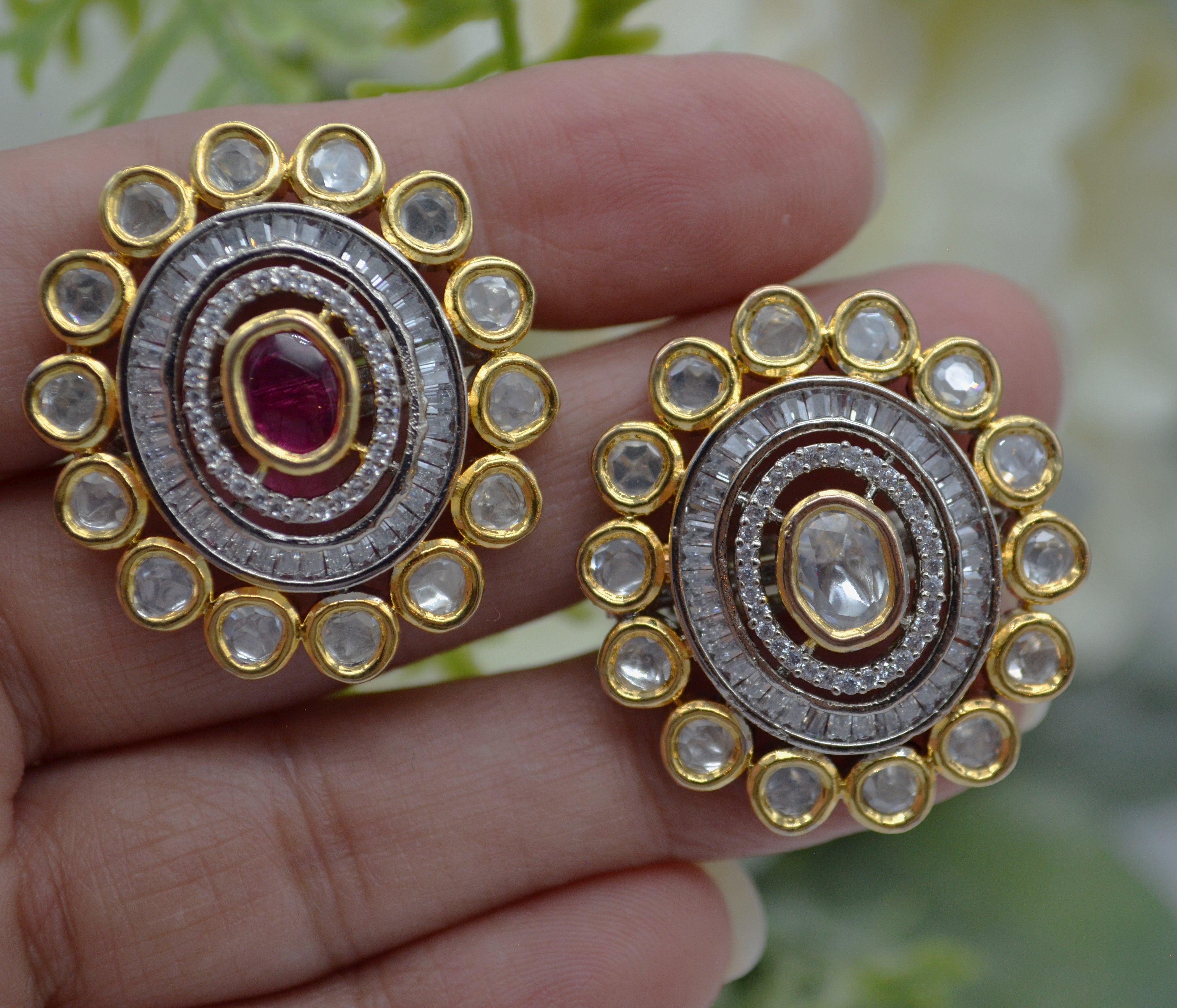 Dual Tone Uncut Kundan Adjustable Ring Rings