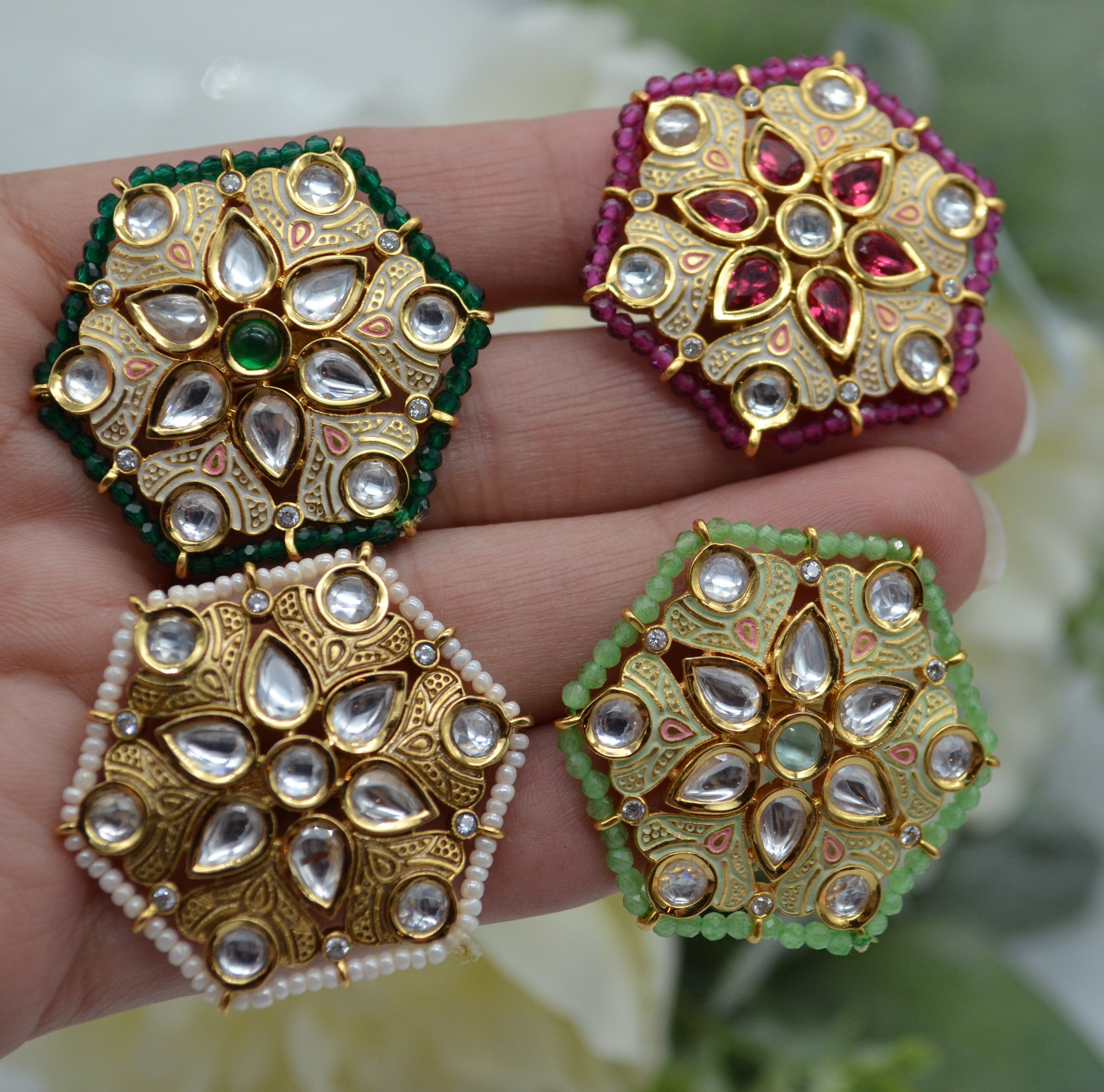 Meenakari Foiled Kundan Adjustable Ring Rings