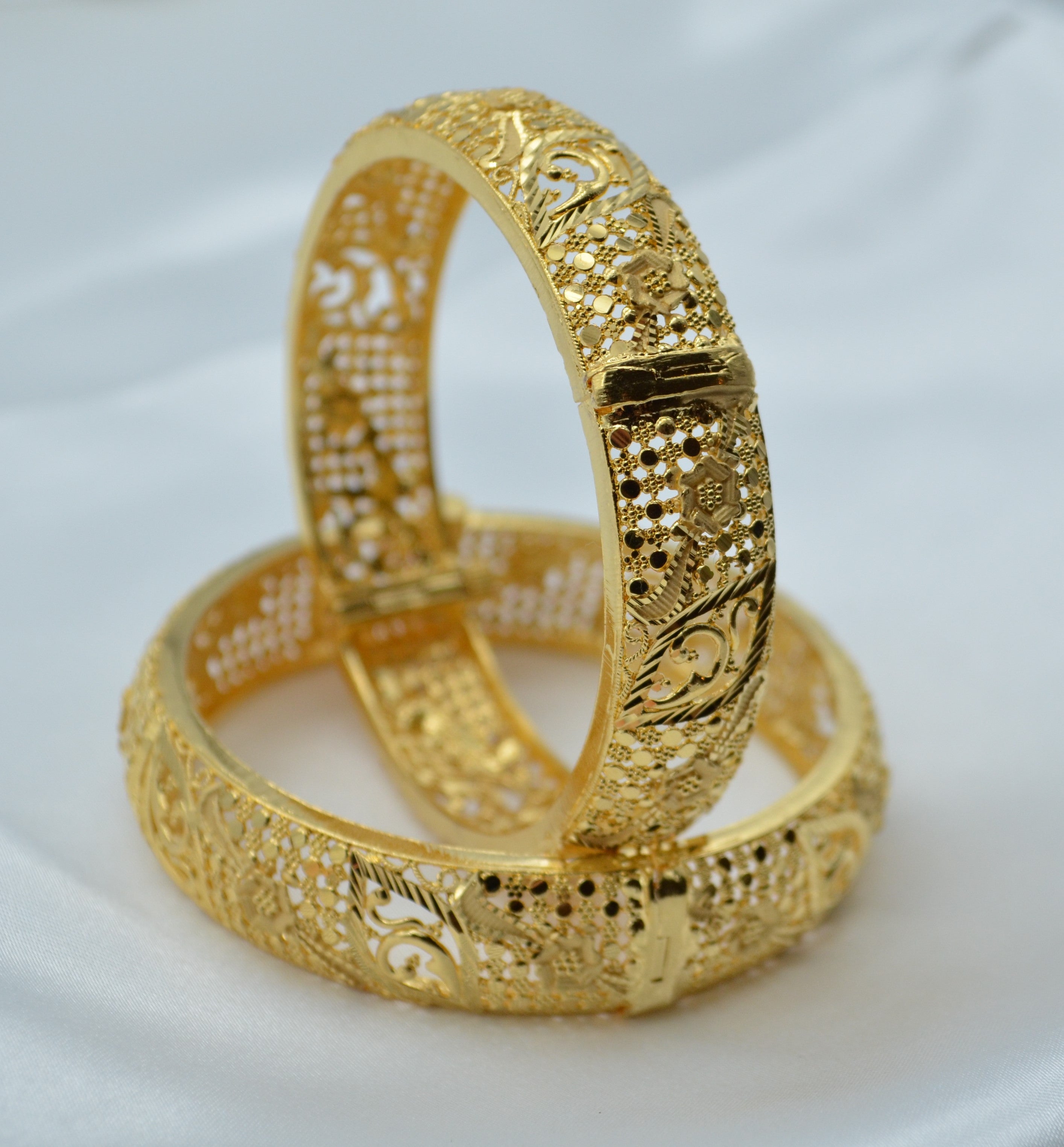 Traditional 1 Gram Gold Plated Openable Kada Set - Size 2.6 Bangles