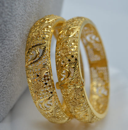 Traditional 1 Gram Gold Plated Openable Kada Set - Size 2.6 Bangles