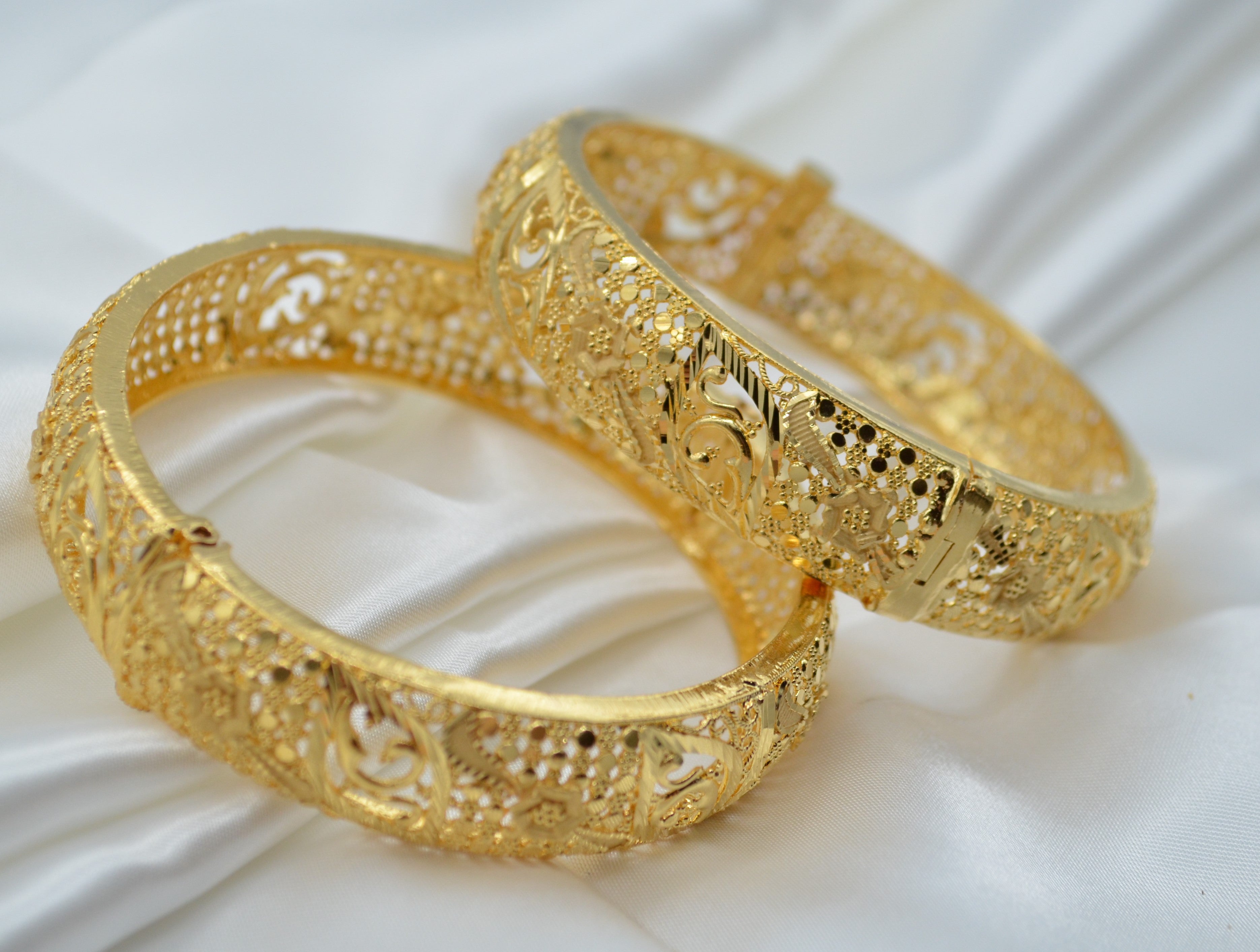 Traditional 1 Gram Gold Plated Openable Kada Set - Size 2.6 Bangles