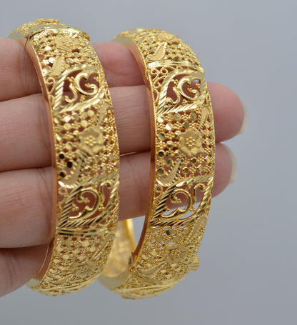 Traditional 1 Gram Gold Plated Openable Kada Set - Size 2.6 Bangles