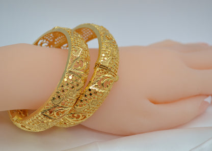 Traditional 1 Gram Gold Plated Openable Kada Set - Size 2.6 Bangles