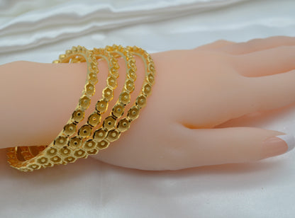 Traditional 1 Gram Gold Plated Non - Openable Bangles Set Of 4 Size 2.6