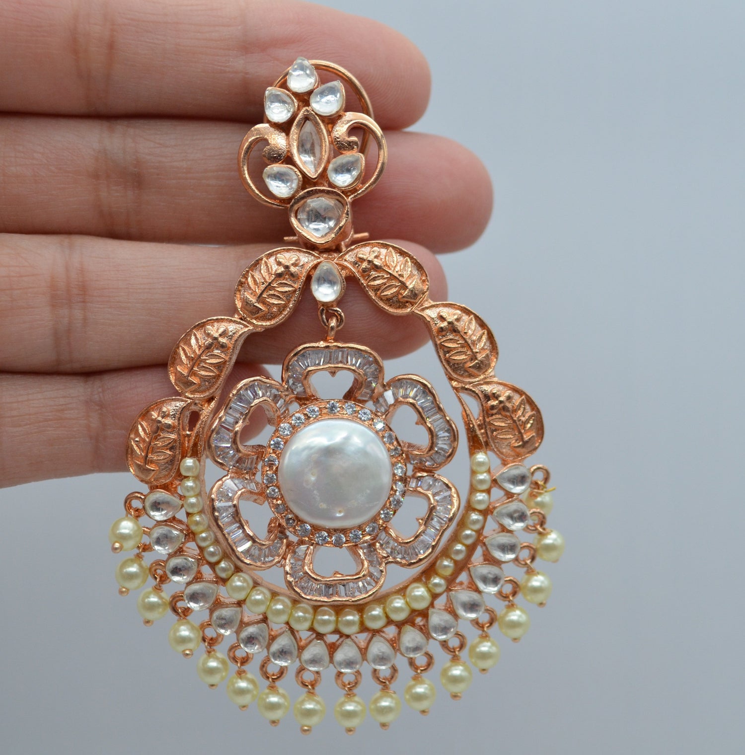 Statement Kundan Chandbali Earrings