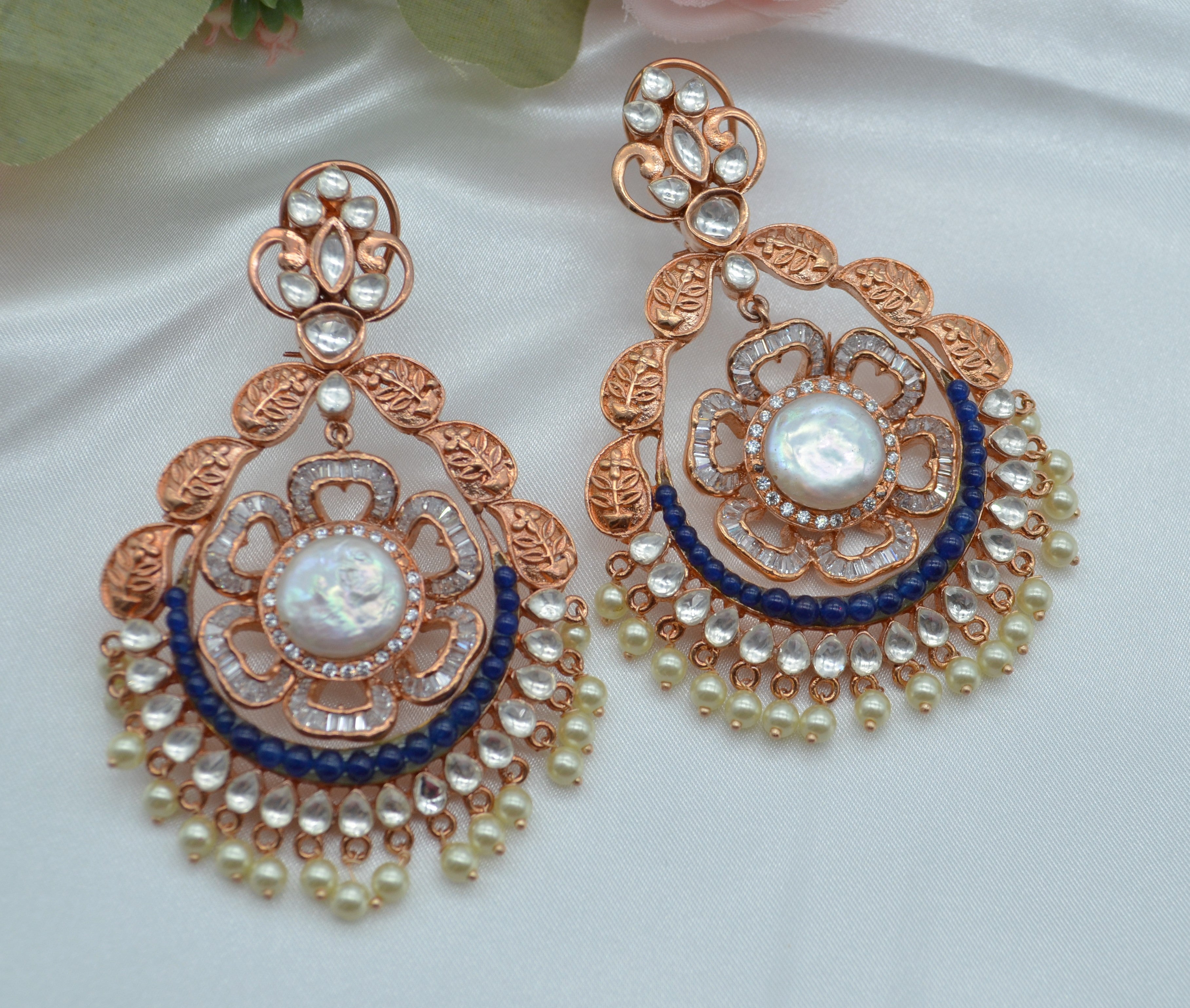 Statement Kundan Chandbali Earrings