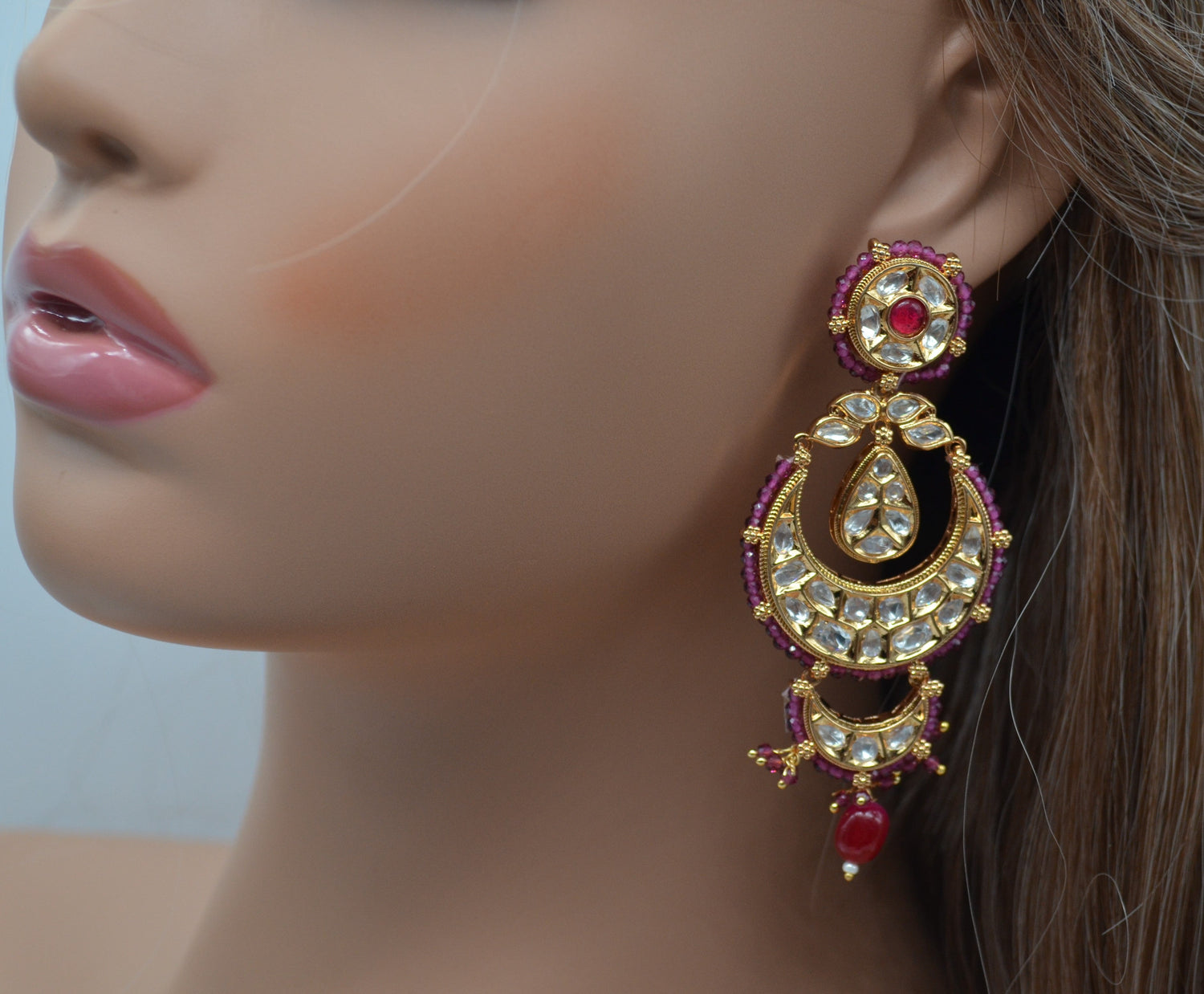 Statement Uncut Kundan Chandbali Earrings