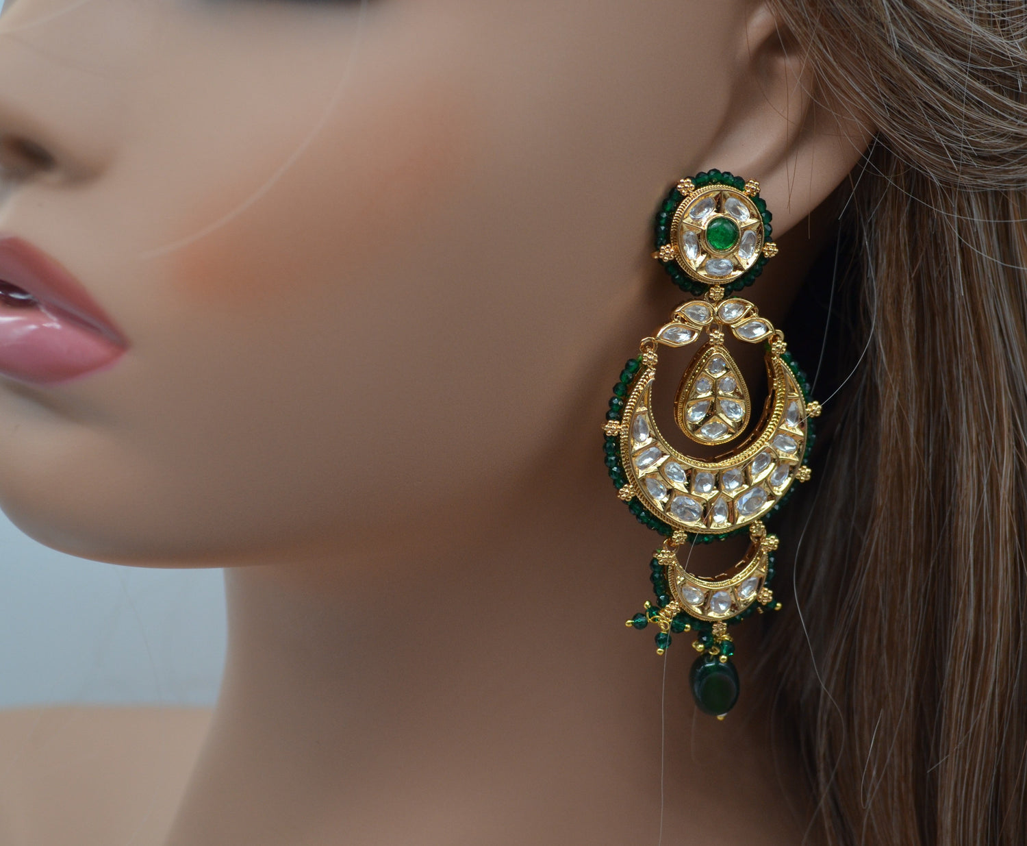 Statement Uncut Kundan Chandbali Earrings