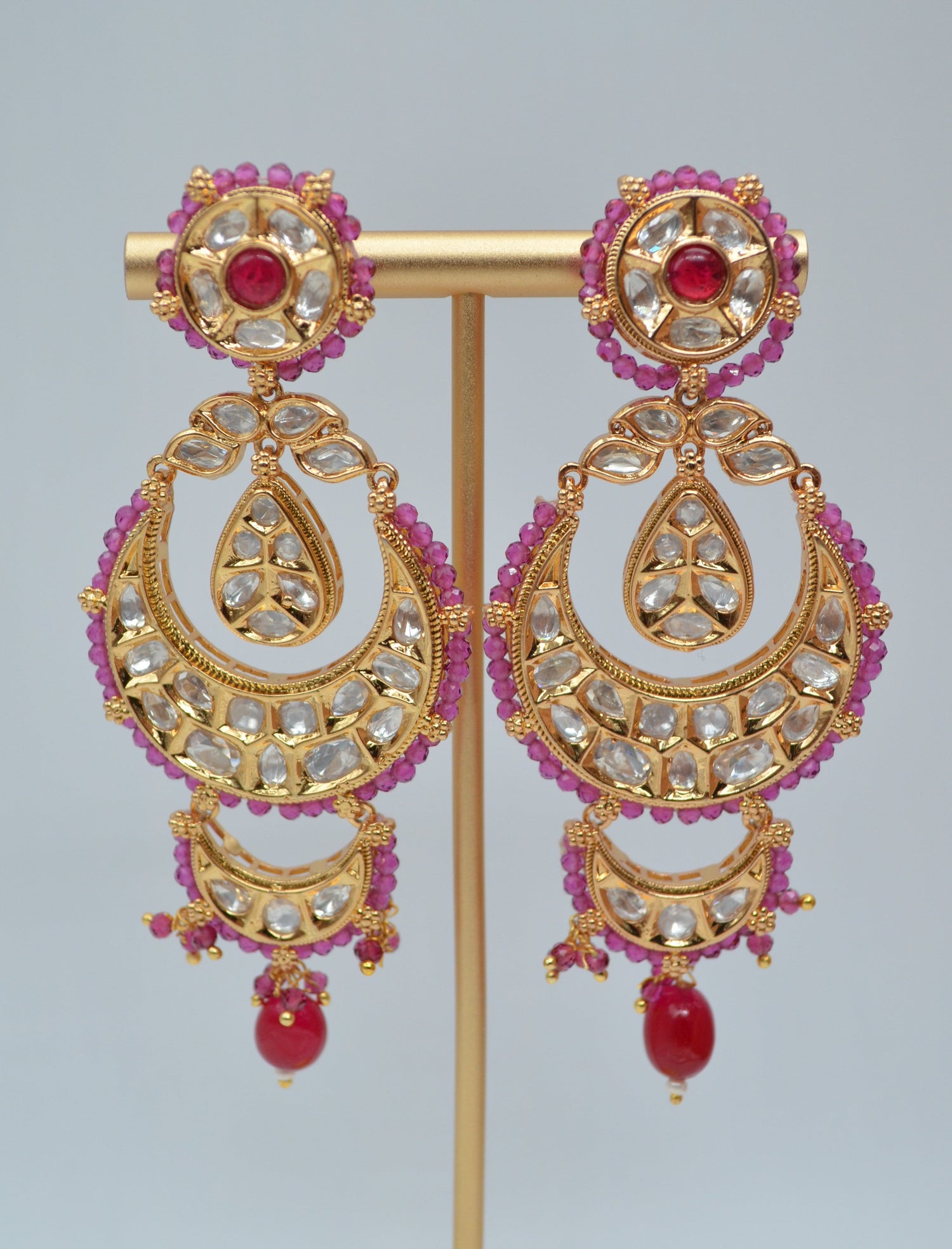 Statement Uncut Kundan Chandbali Earrings